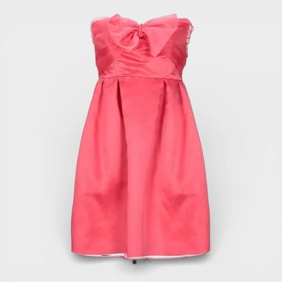 PINKO NWT 100% Silk Pink Strapless Mini Dress with Bow and Tulle. - Picture 2 of 16